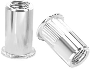 Qrity 50 Piezas Tuerca Remachable, Rosca de Cabeza Plana de Acero Inoxidable, Tuercas de Remache de Cabeza Plana, M4 Remaches Roscados