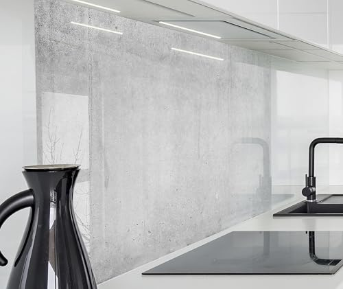 timalo Spritzschutz Wand für Herd, Küche Küchenrückwand Glasoptik | Acryl Glas 2mm | Glasrückwand Acrylglas Wandpaneele Rückwandschutz Platte | 80x60cm Grauer Beton, Steinwand