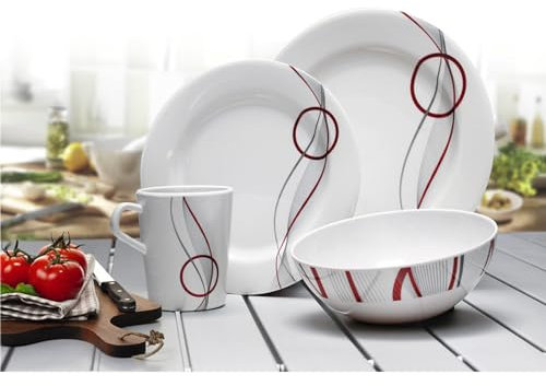 16-teiliges Melamin Geschirrset Imola Camping Geschirr Outdoor Campinggeschirr Set aus Teller. Schüssel, Tasse