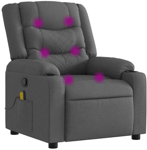 vidaXL Massagefåtölj mörkgrå tyg