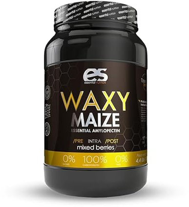 Amilopectina WAXY MAIZE Essential Nutrition 2 KG //Almidón de maíz//Batido de Carbohidratos Sin Azúcar // Sabor neutro y frutas del bosque (frutas del bosque)