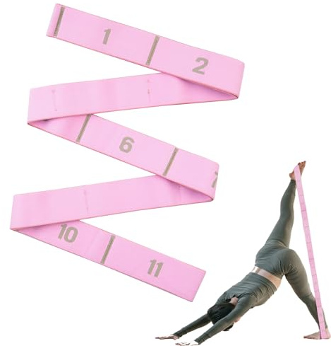 SCROLIEY Elastico Fasce di Resistenza,Yoga Stretching Band,Regolabile Fasce Elastiche Fitness,11 Livelli di Forza Elastico Yoga, per Yoga, Pilates, Fitness, Stretching, Allenamento, Danza(Rosa)