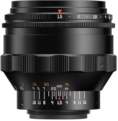 TTArtisan 75mm F1.5 Full Frame Metal Bodied Swirly Bokeh Lens Compatible with M42 Mount - Black