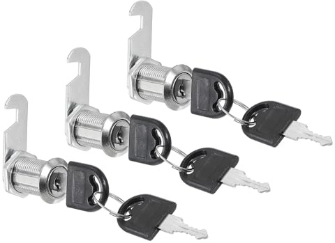 PATIKIL Cabinet Drawer Lock with Keys 3 Pcs 1 (25mm) Keyed Different Zinc Alloy Security Lock Cylinder Cam for Door Cupboard Household Mailbox Office Silver