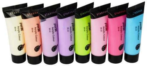 STARPAK Pastel Acrylic Paints, 8 Colours, 25 ml each, Artistic Paint Set