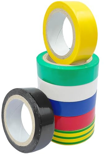 DAJING 7 Pack Mixed Colour Electrical Insulation Tape,Electrical Tape 10M x 17MM,Indoor & Outdoor Use,70M Total Length