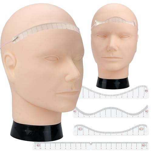 Kit Pratica Tatuaggio Cuoio Capelluto Uomo – Testa 3D Allenamento, Righello Linea Frontale e Strumenti Precisione per Micropigmentazione e Tatuaggi Scalp (Kit da allenamento maschile)