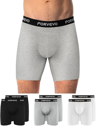 FORVEVO 6-pack boxershorts för män, långa ben byggull, ventilerande kalsonger för män, mjuka elastiska underkläder (storlek M-3XL), Multicolor 03, L