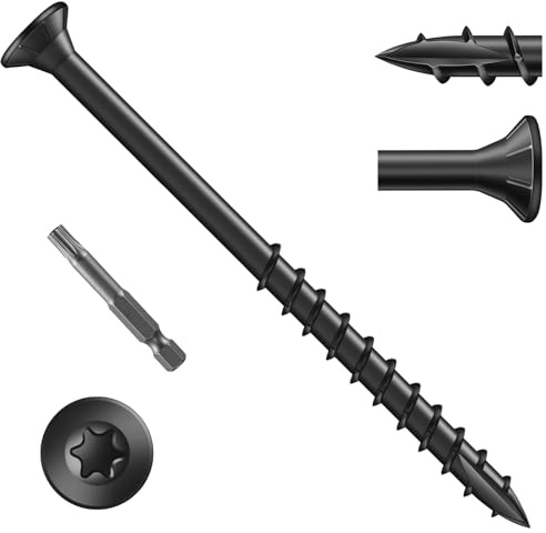 Zuyya 50 viti per legno Torx, 4,8 x 75 mm, viti per truciolato, viti per costruzione in legno, viti nere a testa svasata, viti universali, viti parzialmente filettate con T25 bit