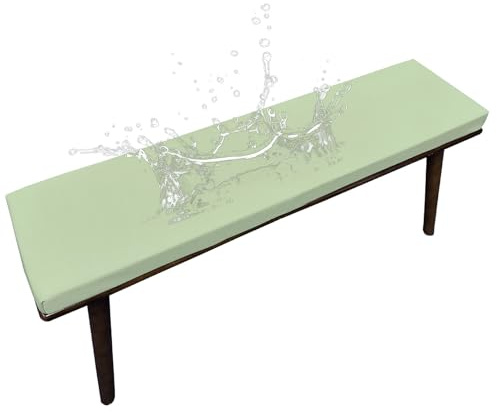 Ou - Cojín de banco cómodo de espuma, cojín impermeable para silla mecedora de esquina con lazos para muebles de jardín, verde hierba, 110 x 60 x 3 cm, decoración de patio