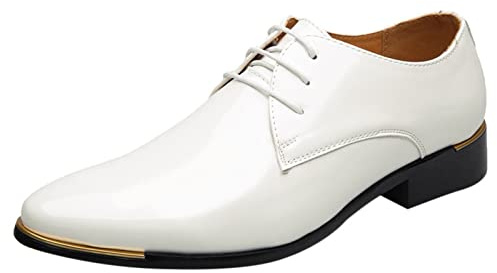 Herrkostymskor, vita, herrläderskor, elegant, sommar, lackskor, derby, snörning, halvskor, fest, Oxford, bröllop, skor, spets, affärsskor, formella kvällsskor, lediga bröllopsskor