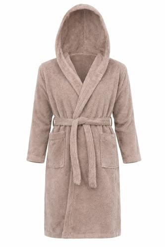 Adore Home Unisex 100% Cotton Hooded Terry Bathrobe | Cosy Absorbent Towelling Dressing Gown with Generous Hood, Secure Tie Waist and Roomy Pockets - Ideal for Everyday Comfort