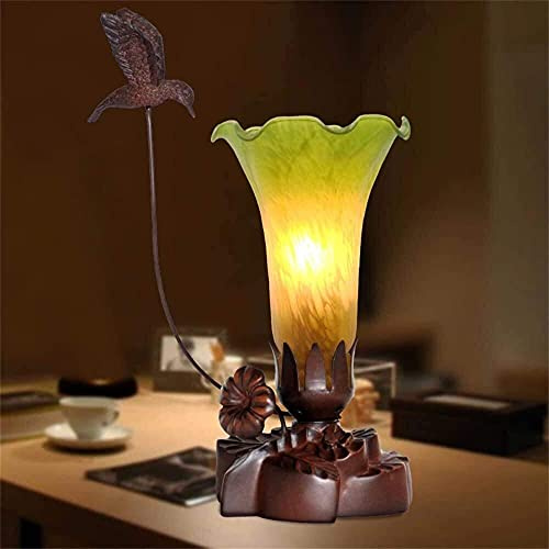 TTDGYYXW Skrivbordslampa Morning Glory Kreativa liljor Blå glas Liten europeisk trädgård Nattljus Varm Romantisk Söt Retro Humör,Rött