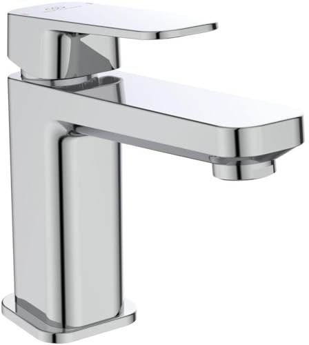 Ideal Standard A6326AA Tonic II Waschtischarmatur mit Ablauf, Bad-Wasserhahn mit Auslauf, Mischbatterie Waschbecken, Wassersparend, Chrom