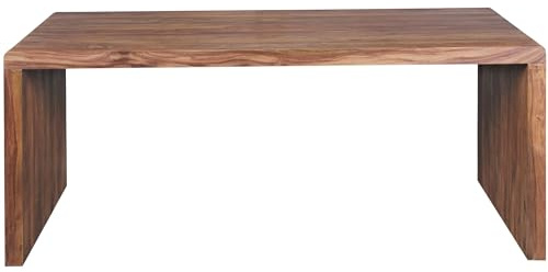 FineBuy Schreibtisch Massiv-Holz Sheesham 200 cm Computertisch Echtholz Design Ablage Büro-Tisch Landhaus-Stil Braun