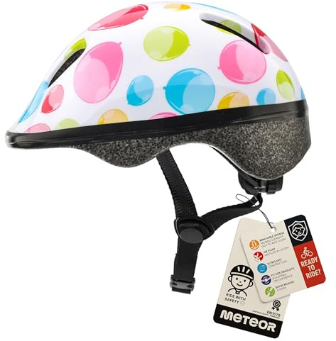 Bike Helmet For Baby, Kids, Boys, Girls - Cycling Safety Small Sizes Child MTB Bike Bicycle Skateboard Scooter Lightweight Adjustable Breathable - MV6-2 - Size: S S 48-52 cm - Motif : Colour dots