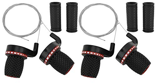 Keenso Bicycle Shifters,2 Pair Mountain Bicycle Bike Speed Shifter Shift Derailleur Handle Twist Grip Gear Shift Transmission for Mountain Bike Riding