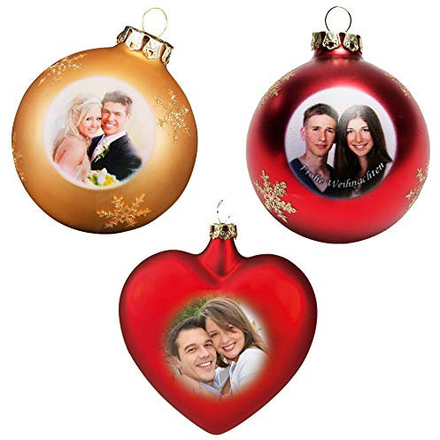 MyPrezzie Weihnachtskugel mit Foto - Weihnachtskugeln personalisiert mit bedrucktem Foto (Silber)
