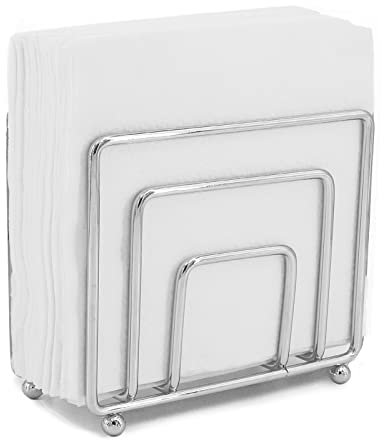 Portatovaglioli in Metallo, Dispenser Porta Tovaglioli di Carta, per Tavolo di Cucina, Ristorante e Bar (Argento)