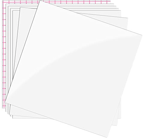 Permanent Glossy White Self Adhesive Vinyl - 6 Sheets 12 x 12 & 1 Transfer Tape - Vinyl for All Cutting Machines, Party Decoration, Craft Cutter, Home Decal