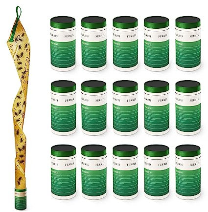 FERRIS | 16pk Sticky Fly Catcher Traps, Effective Non-Toxic Pest Control for Flies and Insects Tape Easy to Use & Dispose | Ideal for Home, Kitchen, Restaurant, Garden, Indoor & Outdoor