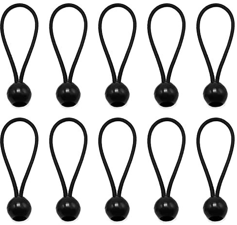 10 x Tarpaulin Bungees Balls Tarp Bungee Cord for Banner, Tarpaulins, Pavilions, Tents, Tent Bungee Hooks, Tarpaulin Holder, Flag Poles (Black, 4 inches)