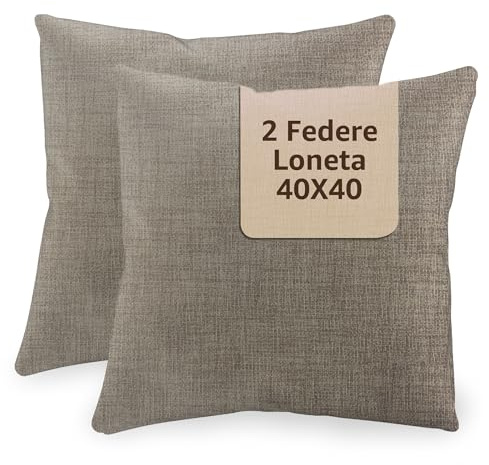 SoNiT - Lot de 2 housses de coussin 40x40 Tortora - Ensemble de 2 housses de coussin pour canapé en coton Loneta avec fermeture Éclair cachée