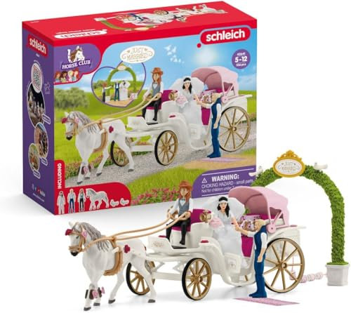 schleich HORSE CLUB | Hochzeitskutsche 42641 | Brautpaar mit Kutsche, Hannah und Pferd sowie Zubehör | tolles Geschenk für Mädchen und Jungen | Spielzeug für Kinder ab 5 Jahren | Set aus 106 Teilen