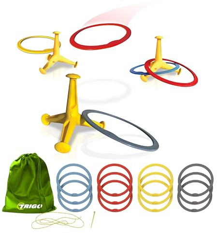 DO U Play Trigo Portable Ring Toss Game - Indoor and Outdoor Party Games for Kids and Adults - Perfect for Backyard, Camping, Tailgating, Beach, and Indoor Play - 2 to 4 Players - Ages 3+