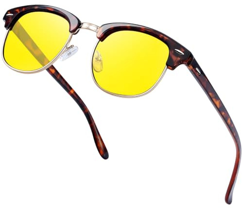 Joopin Classic Semi-Rimless Night Driving Glasses Women Men Leopard