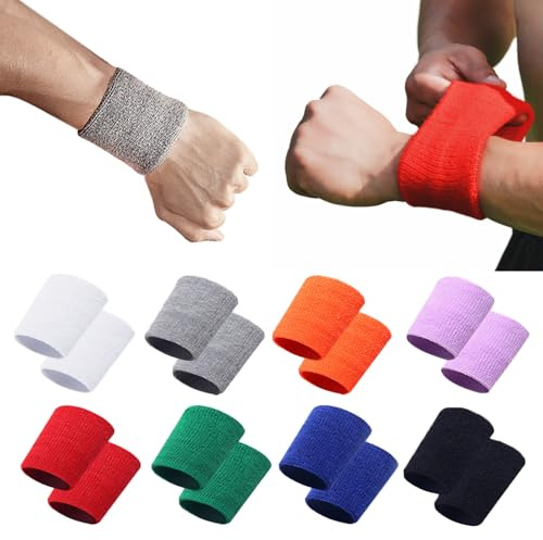 JSTHHTT 16 Pcs Muñequeras Deportivas para el Sudor, Accesorios de Entrenamiento Flexibles para Baloncesto, Gimnasio, Gimnasia, Tenis y Padel
