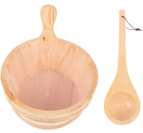 Milisten Ensemble De Cuillères en Bois Seau De Sauna Louche Accessoires De Sauna De Luxe Magnifique Artisanat du Bois