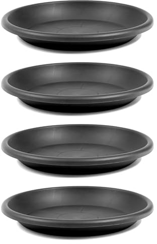 HAC24 4X Blumentopf Untersetzer Anthrazit Rund Ø 58 cm Pflanztopf Blumenkübel Schale Kunststoff Pflanzkasten Pflanzschale