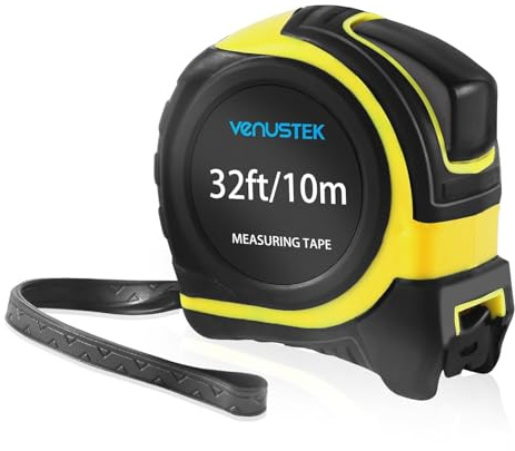 VENUSTEK Retractable Tape Measure 10m 32Ft,Professional Measuring Tape with Metal Belt Clip & Wide Blade,Metric & Imperial Measurement for home users,renovations,Construction.