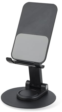 Windfromort Supporto Telefono - Supporto Telefono Scrivania, Phone Stand, Phone Holder, Alluminio, Rotazione a 360°, Altezza Regolabile, Pieghevole, Stabile e Antiscivolo, Perfetto per Ufficio