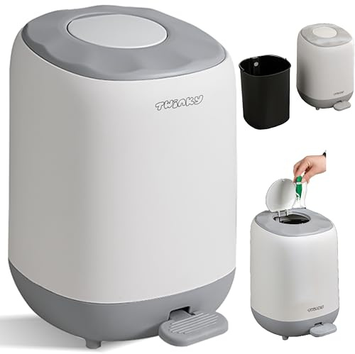 Twinky Nappy Bin Odour Proof – No Refill Cartridge Needed – Compact & Space-Saving Design – Compatible with Standard Trash Bags – Geruchsdichter Windeleimer für Babys – Easy to Use & Clean