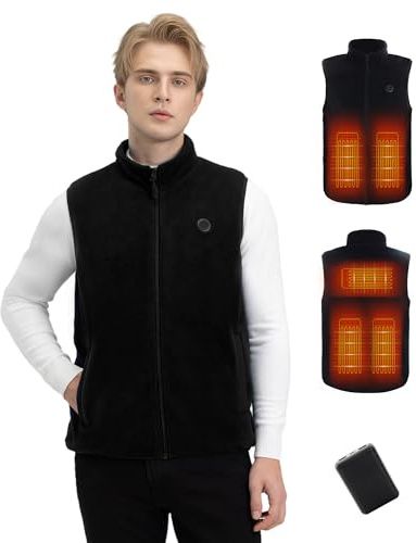 Mincoo Gilet Riscaldato Uomo con Power Bank 5V 10000mAh - Giubbotto Riscaldante con 3 Velocità di Temperatura, Gilet Termico Autoriscaldante per Lavoro all'Aperto, Sci, Escursionismo e Pendolarismo