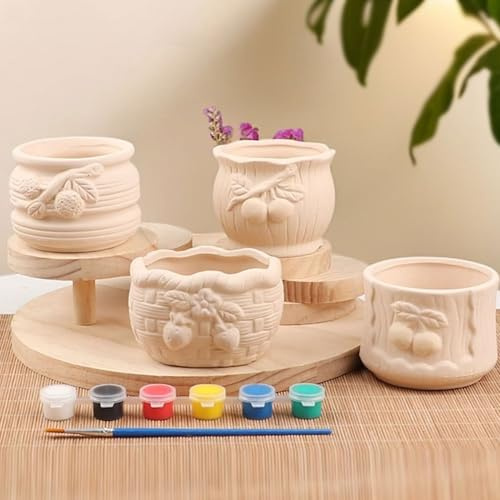 QXLXS 4PCS Kindergarten Set - Flower Garden kit for Painting with pots, Paint & Plant Gardening Kit, Arts and Crafts Kits,Creative Educational Toys for Girls & Boys Age 5-12