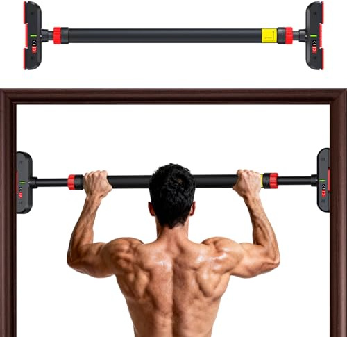 Barre de Traction réglable (72-95 cm), Barre de Tractions Porte, Barre de Traction sans Fixation Installation sans Vis, Chargeable Jusqu'à maximum 200 kg, Pour le Fitness à la Maison