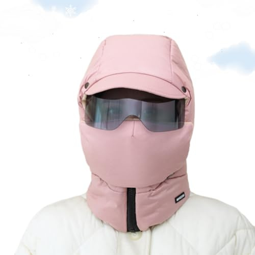 Fanyil Polardefender Masque d'hiver coupe-vent avec lunettes 4 en 1 Unisexe, rose, taille unique