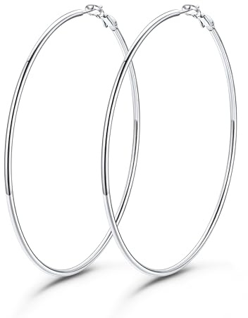 GoldChic Créoles Femme Acier Inoxydable Anneau Boucle d'Oreille Élégant | Creoles Argent Plaqué Or Femme 20-100mm Women's Hoop Earrings Imperméables & Hypoallergéniques Agréable Cadeau pour Femme