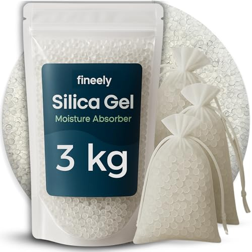 Fineely Kiselgel, avfuktare, granulat – 3 kg vit, 3–5 mm kulor I filamenttork I återanvändbar I torkgranulat I avfuktare källare I kiselgel