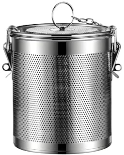 DesertRose Stainless Steel Tea Ball Strainer Soup Seasonings,Seperation Basket,Spice Filter,Seasoning Strainer Mesh Filter Extra Fine with Chain Hook (0.86L)