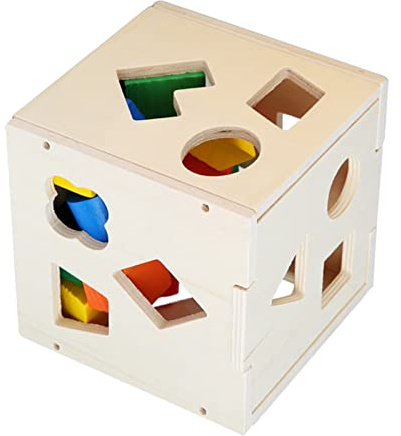 ASHATA Boîte de Cube de Bloc de Construction de Jouet de de Forme en Bois de 15 Trous pour Le Développement de la motricité Fine