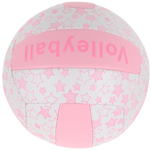 ROMISBABA Pallone da Pallavolo Indoor Morbido Taglia 5 per Allenamento e Competizioni Scolastiche, Palla da Allenamento Sportiva Resistente Design a Cinque Punte Rosa, per Esami