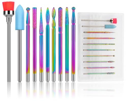 BAHME Set di 10 Punte Fresa Unghie – Punte Fresa Unghie Titan Colorato per Manicure & Unghie in Gel