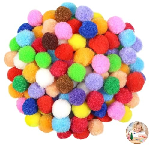 200 PCS Color Pompoms for Crafting, Pom Poms Craft, Assorted Pom Poms, for Bags Hats DIY Creative Crafts Decorations Arts Projects(0.8cm)