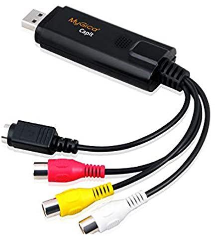 MyGica Geniatech - Tarjeta de Captura de vídeo Externa USB - Transferencia de vídeo VHS a PC/Xbox 360 y PS3 Gameplay/S-Video y Composite en Windows 10/8/7/XP/Cable y Software