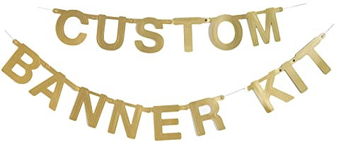 SUNBEAUTY Personalised Banner Customizable Letters Symbols Banner DIY Welcome Banner Letter Banner Gold for Christmas Birthday Wedding Valentine's Day Baby Showers Photo Props Family Party Decor