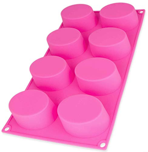 BlueFox Seifenformen Silikon zum Gießen, Seifenförmchen für selbstgemachte Seife, Seifengießform für runde Seifen und Kerzen, Gießform, Bodymelt, Seifenstempel, Soap, DIY, Farbe: Rosa